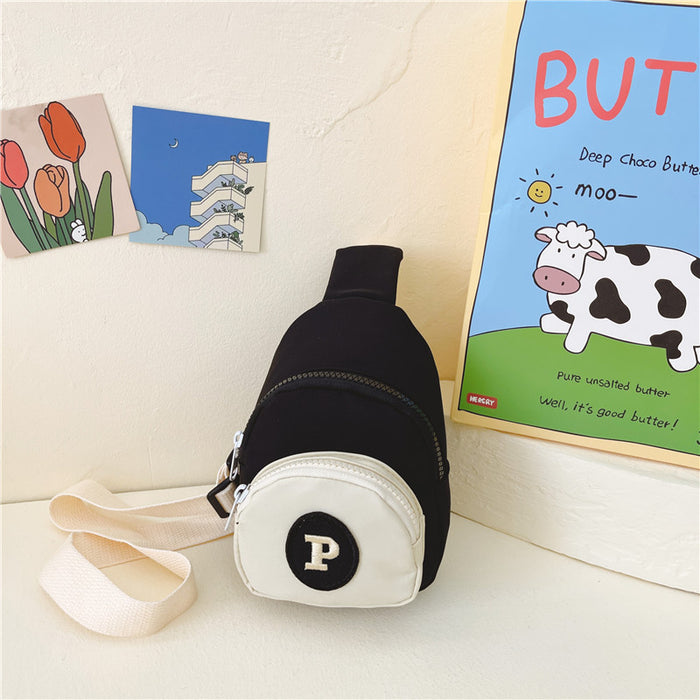 Wholesale Children's bag, letter contrasting chest bag, stylish baby change, nylon crossbody bag