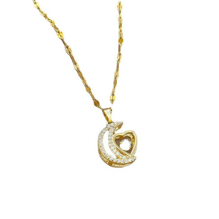 Wholesale Light Luxury Moon Love Titanium Steel Necklace JDC-NE-LG032