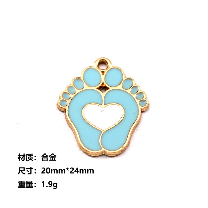 Wholesale 10pcs baby clothes baby bottle feet basketball alloy oil earrings pendant key chain pendant jewelry accessories