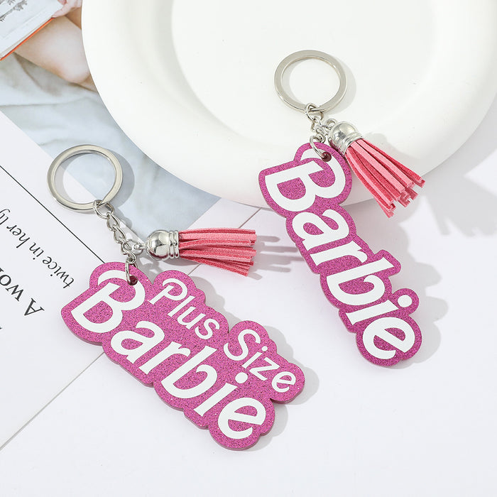 Wholesale Pink Princess Acrylic Tassel Pendant Keychain JDC-KC-FeiM006