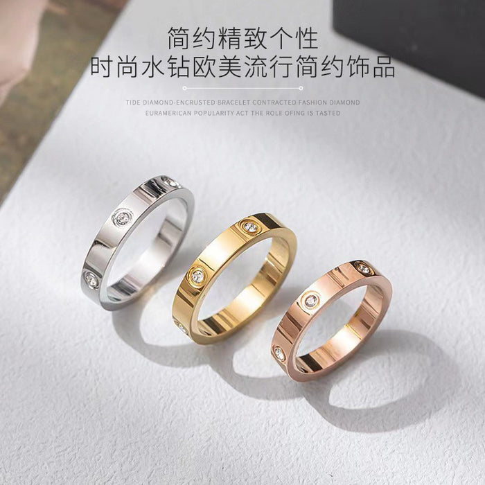 Wholesale Stainless Steel Diamond Studded Ring with Six Diamond Studs JDC-RS-Jinh004