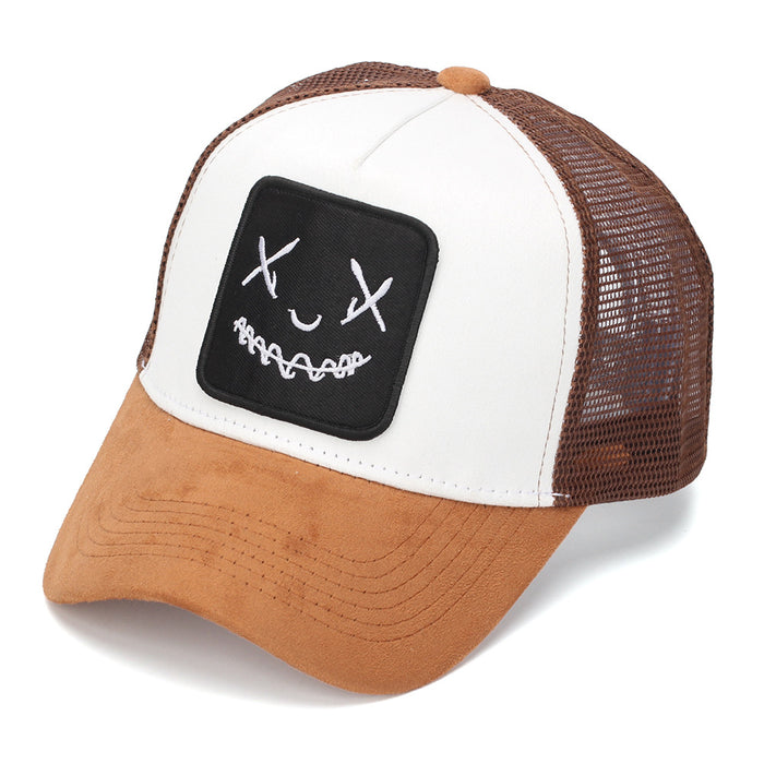 Wholesale Trendy Face Embroidered Mesh Baseball Cap Unisex Sun Hat