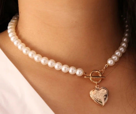 Wholesale 2PCS Pearl Heart Necklace JDC-NE-WenB003