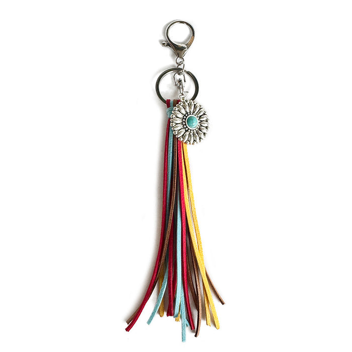 Wholesale Long Tassel Keychain Alloy Sunflower Bag Multi-Color New Pendant Gift