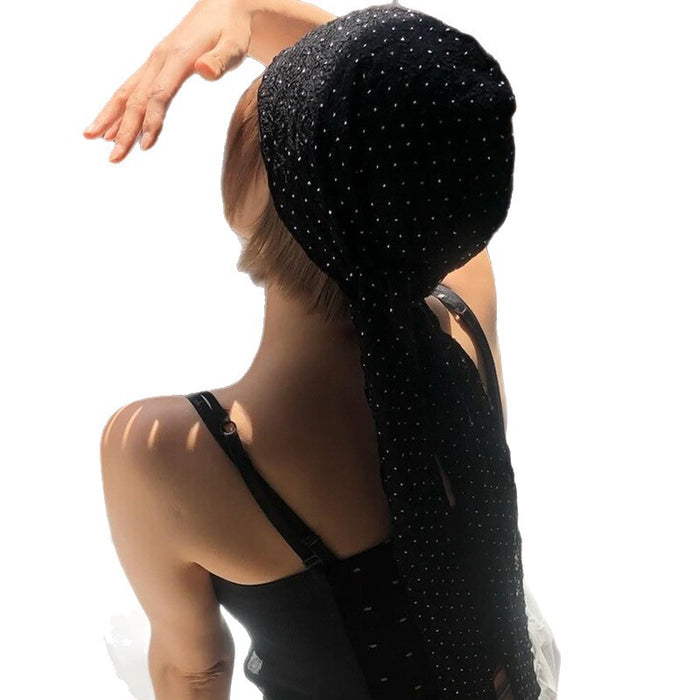 Wholesale Fashionable long strap thin headscarf hat with an atmosphere retro sun shading hat