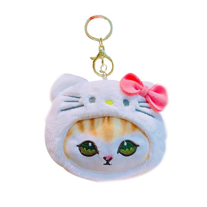 Wholesale Cute Cartoon Plush Cat Head Coin Purse Keychain JDC-KC-KuM001