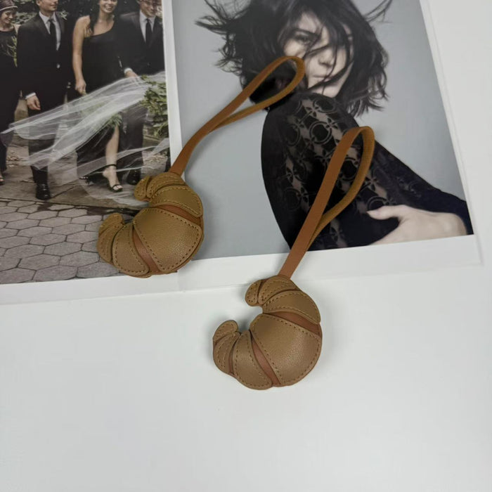 Wholesale Double-Sided Patch Croissant Lanyard Keychain Bag Pendant  Bread Pendant