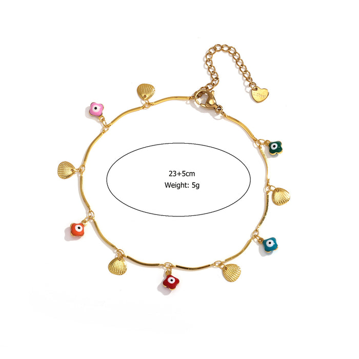 Wholesale New personalized stainless steel ankle chain paired with shell pendant color preservation wholesale