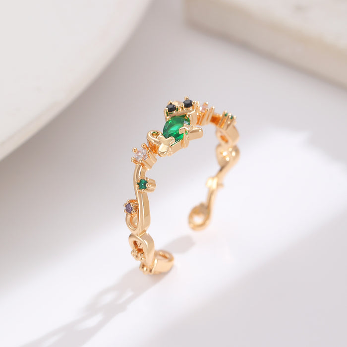 Wholesale Colorful zircon flower cartoon adjustable ring