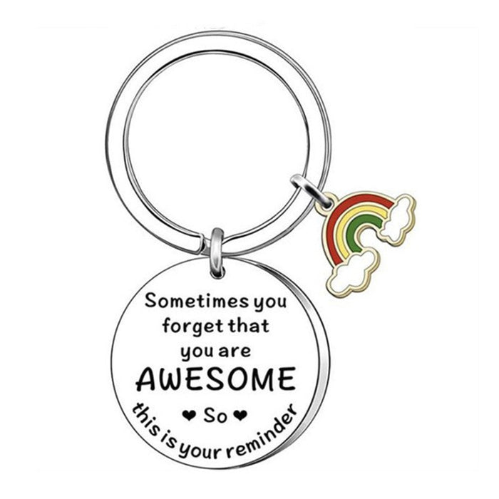 Wholesale Rainbow Stainless Steel Keychain Birthday Gifts Stainless Steel Keychain