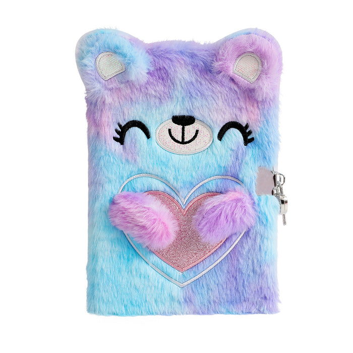 Wholesale Cute Cartoon Bear Plush Tie-Dye Notebook A5 Diary for Girls Gift MOQ≥2