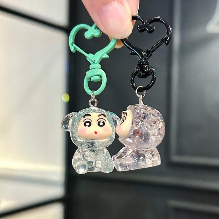 Wholesale Transparent glitter  bear doll pendant,  car bag accessory keychain chain mobile phone pendant small accessories