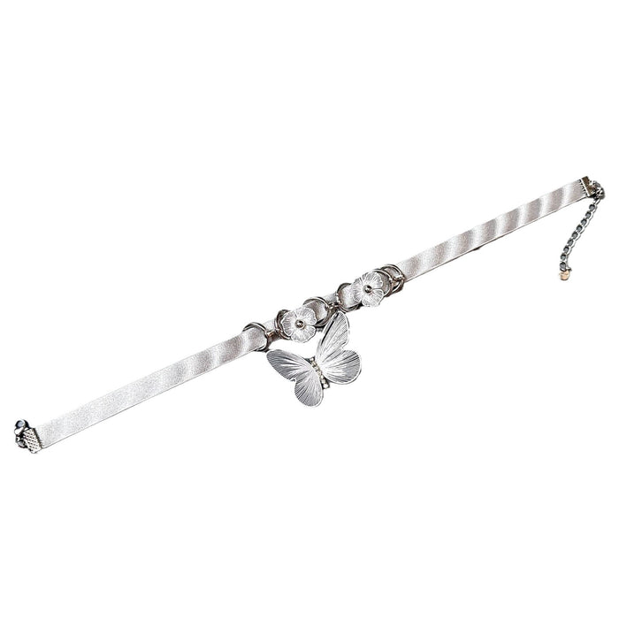 Wholesale Silver Gradient Flower Butterfly Collar Necklace