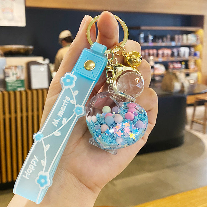 Wholesale Oil-flowing Quicksand Sakura Keychain