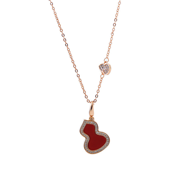 Wholesale Necklace, women's rose gold, white clam mother pendant, red agate collarbone chain, versatile accessory with temperament