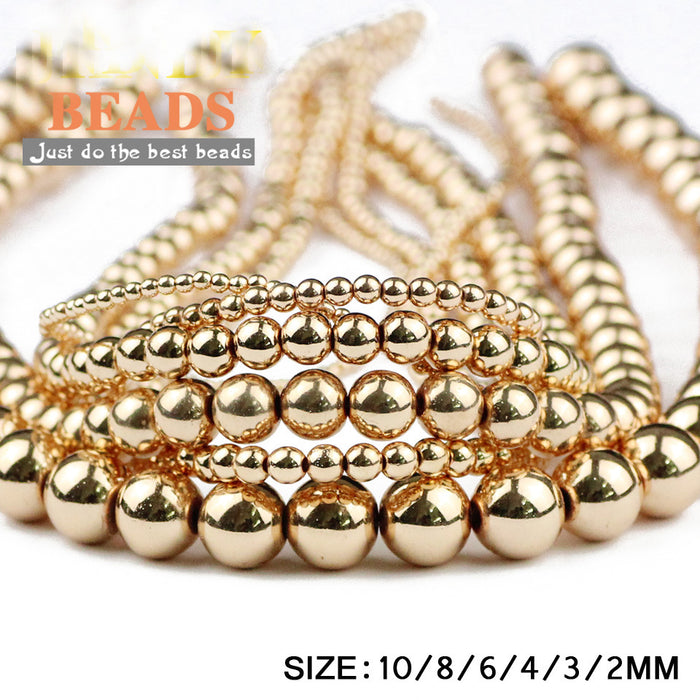 Wholesale 10pcs Round Beads 8mm DIY Bracelet with Non Fading Small Gold Beads JDC-BDS-YJ001