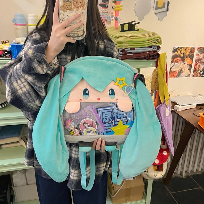 Wholesale Japanese Hatsune Miku 2D Cute Girl's Crossbody Cartoon Doll Backpack Student Bag Transparent Pain Bag Series JDC-BP-ZZ002