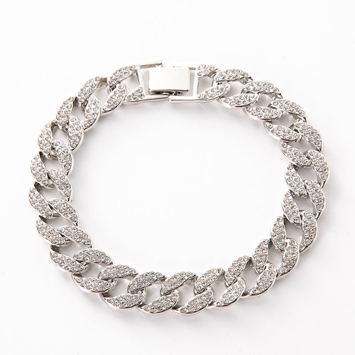 Wholesale Full Diamond Cuban Alloy Necklace JDC-NE-QingR004