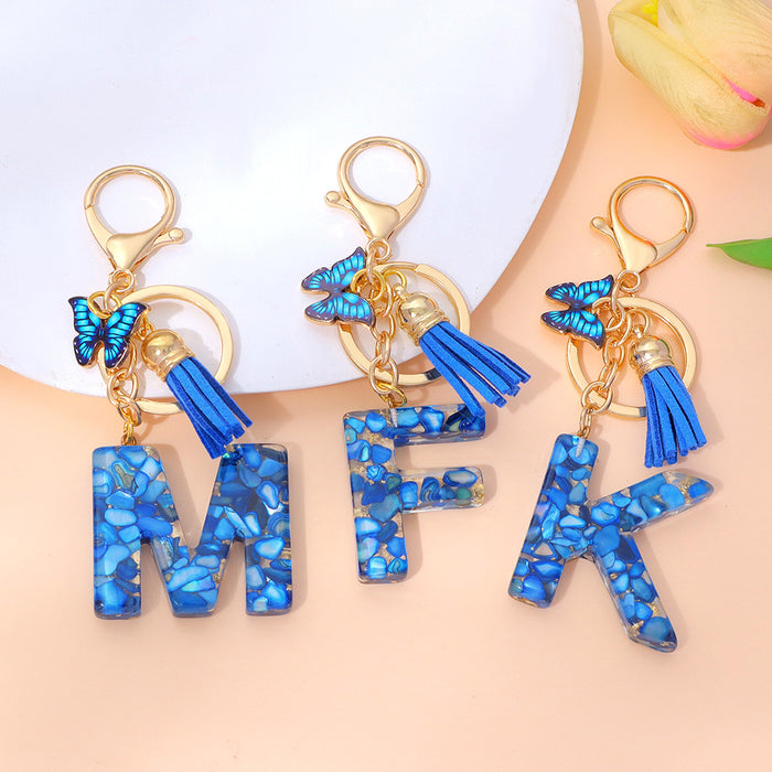 Wholesale Letter Keychain Tassel Butterfly Girl Bag Pendant