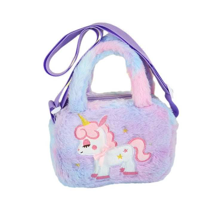 Wholesale Children' s Cute Unicorn Plush Shoulder Bags Cartoon