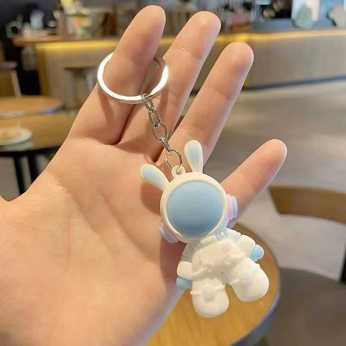 Wholesale PVC Space Rabbit Keychain 3D Doll Pendant Car Key Accessory Gift