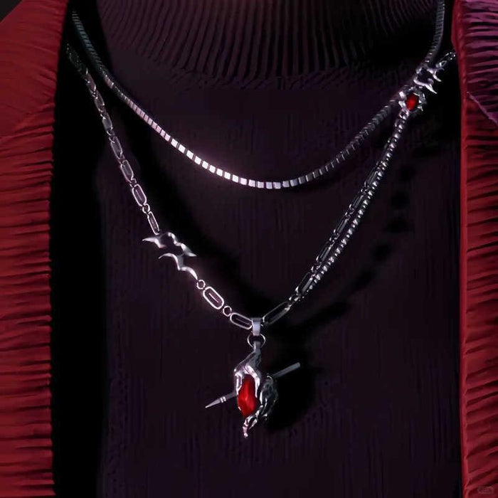 Wholesale Heart piercing double-layer necklace jewelry, layered necklace
