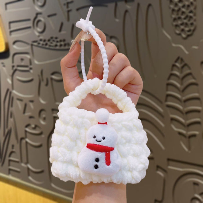 Wholesale Cute cartoon knitted mini coin purse Christmas hand-woven keychain accessories wholesale creative storage bag
