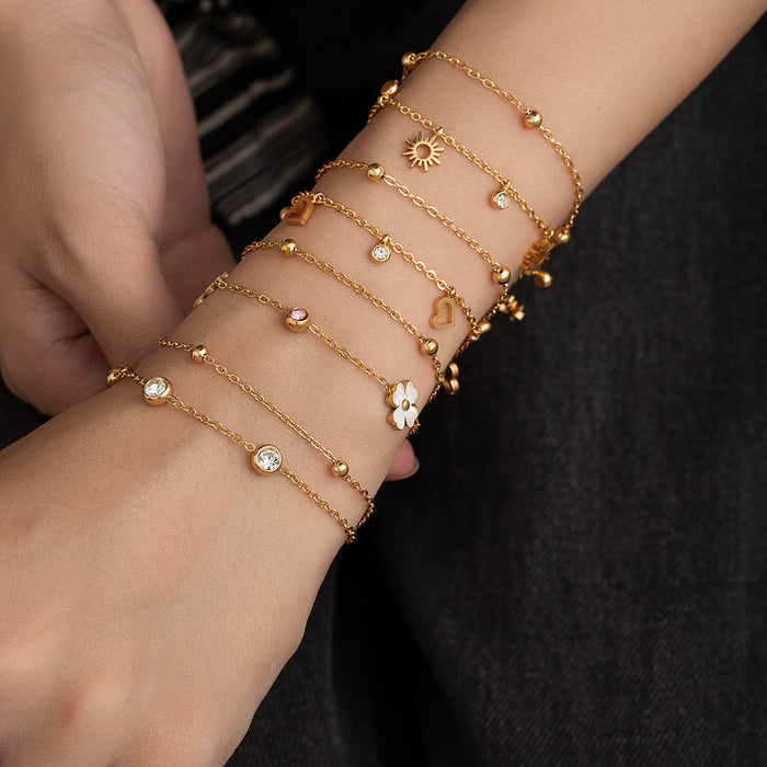 Wholesale Stainless steel fashion diamond bracelet flower geometric