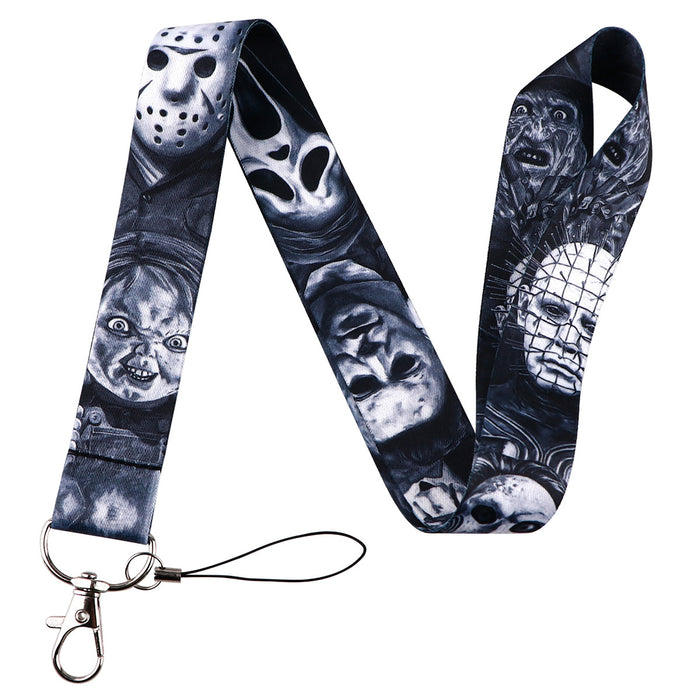 Wholesale Horror and thriller themed long phone lanyard with chest strap