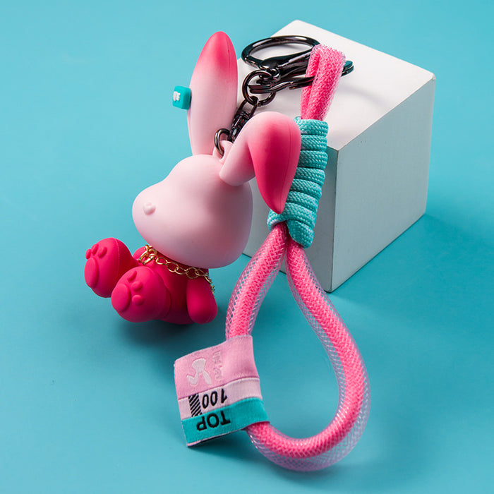 Wholesale Creative rabbit cartoon car keychain, backpack decoration, couple keychain