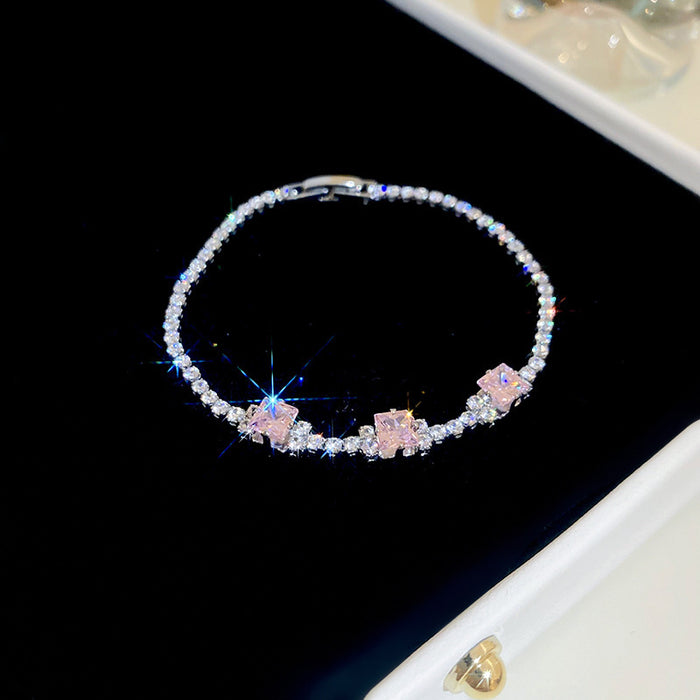 Wholesale Pink Zircon Geometric Round Pull-out Bracelet