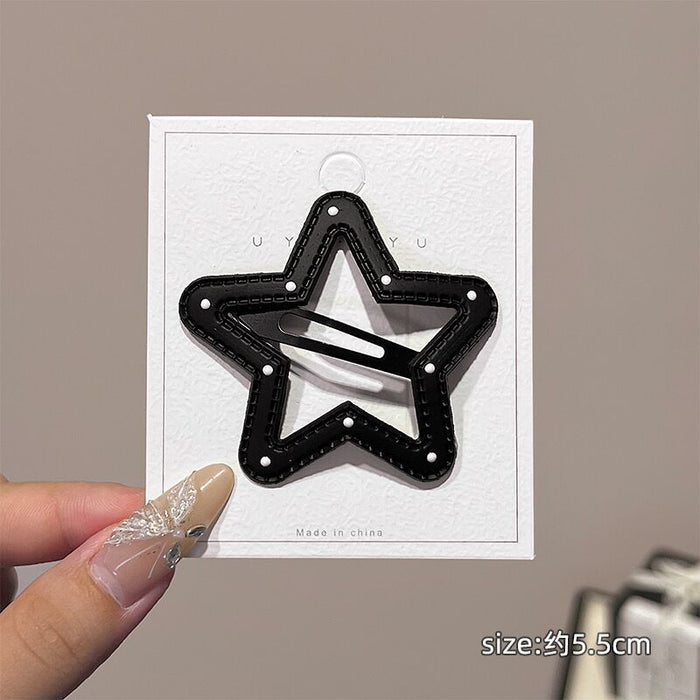 Wholesale Black and White Polka Dot Leather Snap Clips for Kids ( Spring/ Summer)