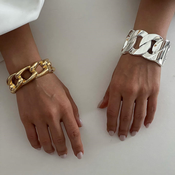 Wholesale Jewelry Metal Fried Dough Twists Bracelet Round Irregular Alloy Bracelet Exaggerated Wide Edition Handwear