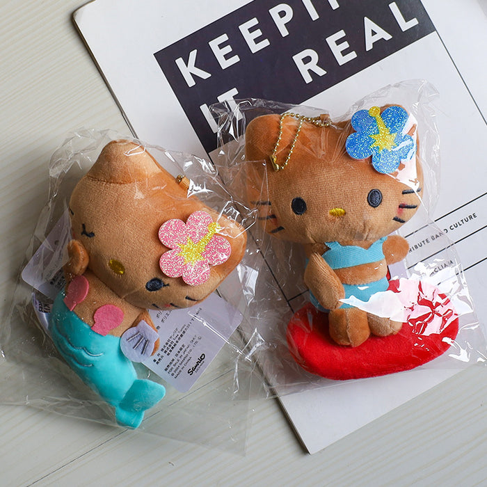 Wholesale Hawaiian cat Bag Pendant Plush Doll  Anniversary Mermaid Doll Cute Pendant
