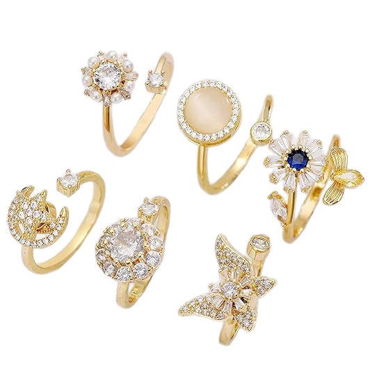 Wholesale Rotating ring with micro inlaid zircon, versatile temperament, full diamond round clover ring accessory