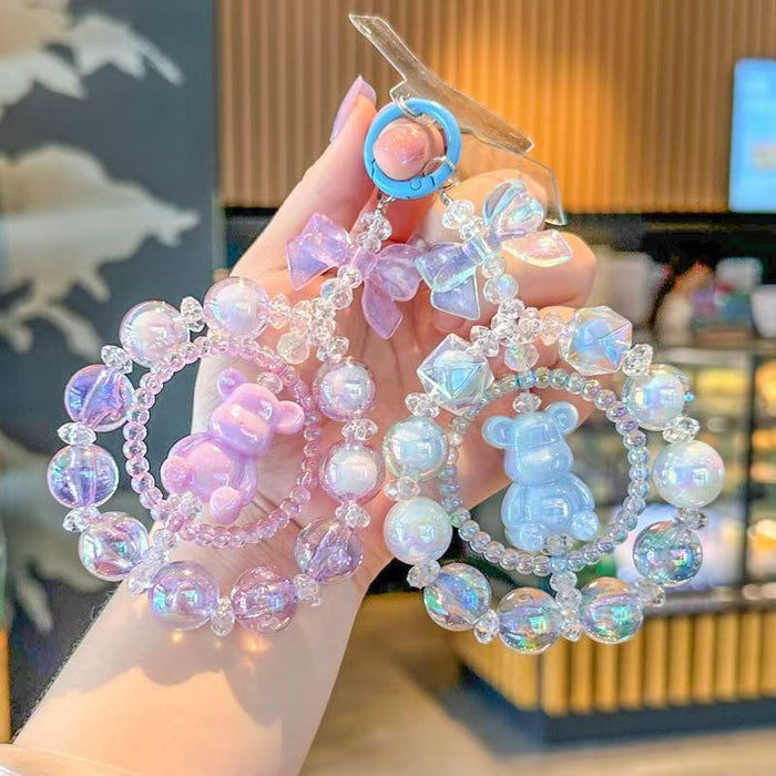 Wholesale Cute Double-Sided Bear Handmade Beaded Acrylic Keychain