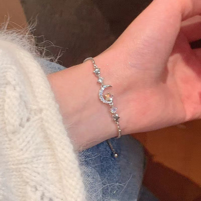 Wholesale Zircon Star Moon Bracelet, Light Luxury, Small and Exquisite Bracelet, Drawable, Elegant Handpiece