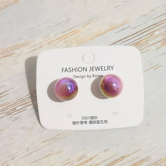 Wholesale Silver Needle 12MM Colorful Pearl Earrings with High Quality and Charm Candy Color Earrings