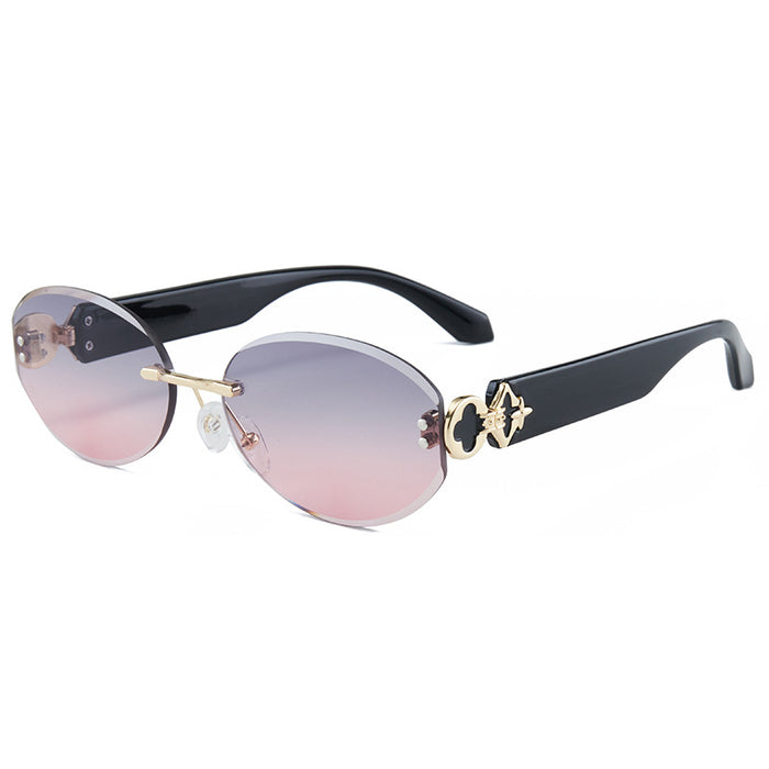 Wholesale Rimless Oval Cut-Edge Sunglasses
