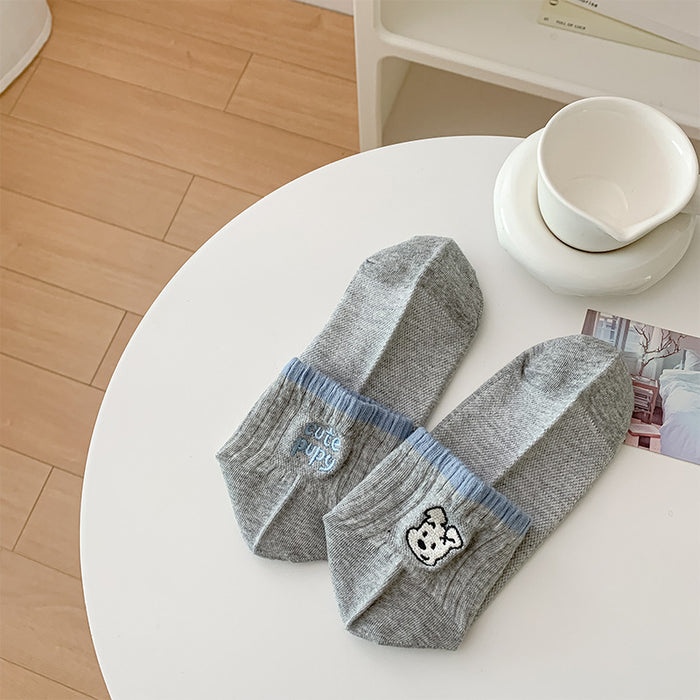 Wholesale Cartoon embroidery fashionable combed cotton short socks low top cotton socks