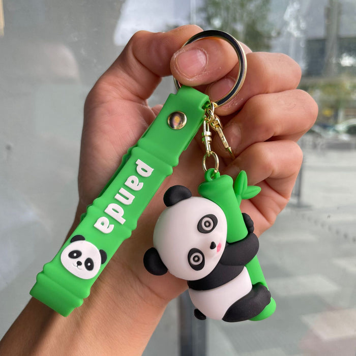Wholesale Cartoon Bamboo Panda Keychain Bag Pendant Car Keychain Cute Doll Couple Small Gift Wholesale