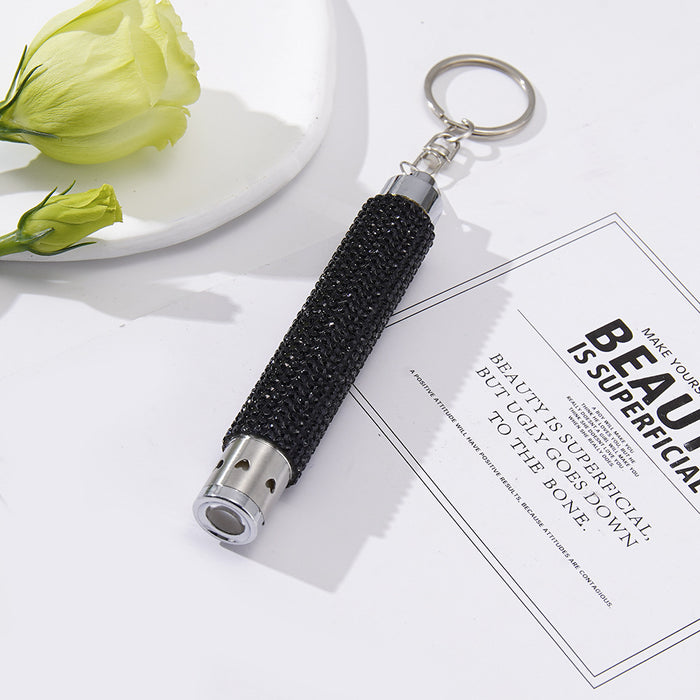 Wholesale Diamond-studded Mini Flashlight Metal Keychain JDC-KC-ZY015