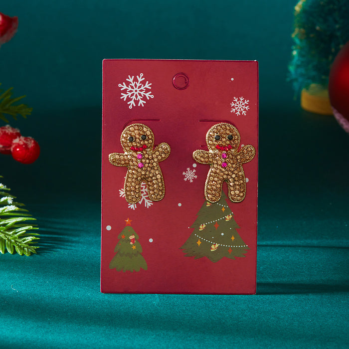 Wholesale Acrylic Christmas Gingerbread Man Earrings Snowflake Design Fashion Accessory Gift