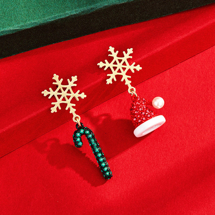 Boucles d'oreilles en gros alliage asymétriques de Noël de chaussures d'arbre de Noël jdc-es-duoli008