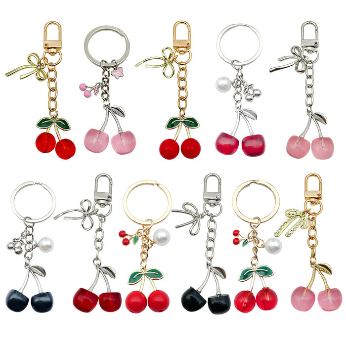 Wholesale Creative cherry-shaped enamel metal keychain