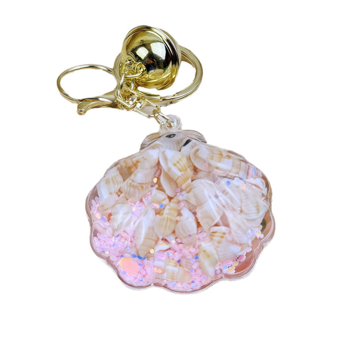 Wholesale Creative Acrylic Oil Shell Conch Exquisite Car Keychain Cute Pink Bag Quicksand Small Pendant Gift