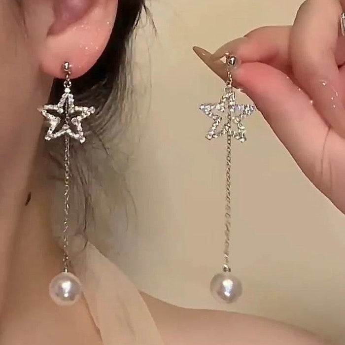 Wholesale Exaggerated Silver Long Metal Tassel Hoop Earrings
