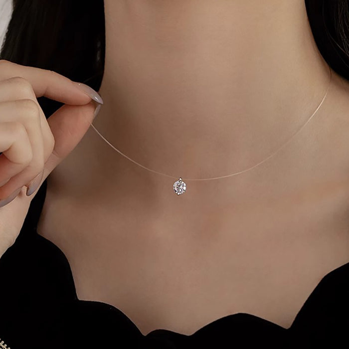 Wholesale Necklace, invisible fishing line, exquisite simplicity, light luxury, sparkling zircon design, collarbone chain