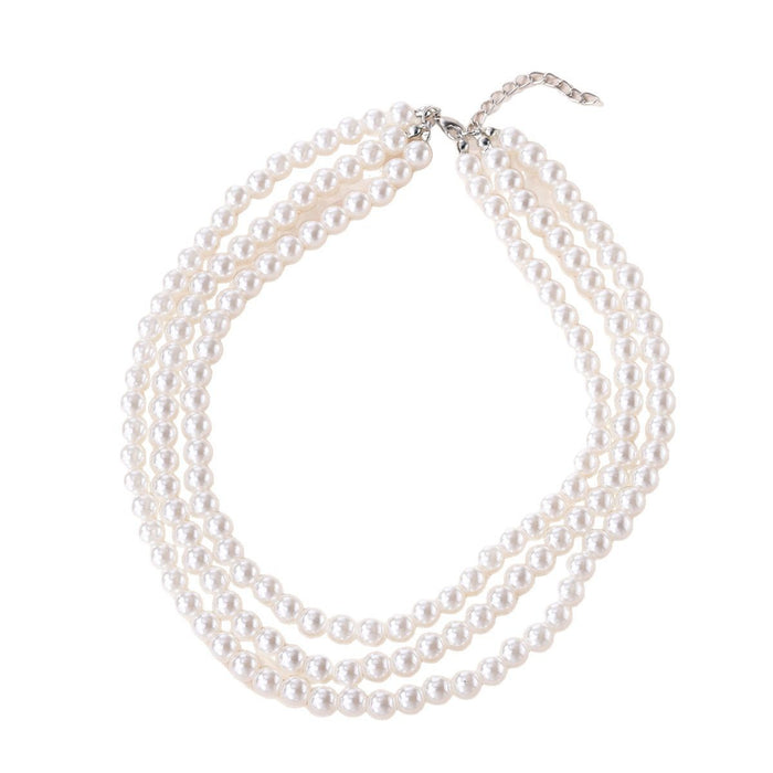 Wholesale Fashionable retro imitation pearl necklace with versatile temperament, multi-layer light luxury necklace accessories