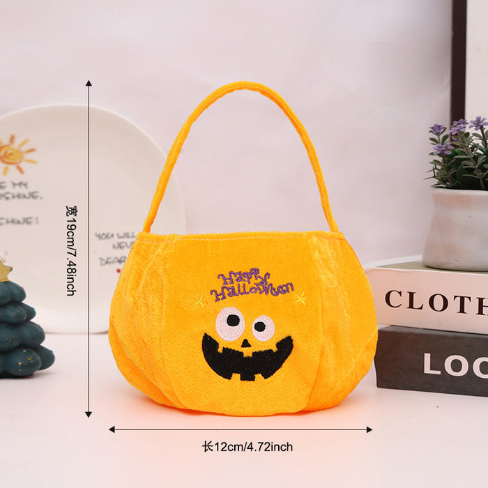 Wholesale Plush  Treat Handbags Green Black Cat Pumpkin Motif for Trick-or-Treat Gift
